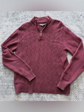 Liverpool Los Angeles Men's Quarter-Zip Textured Knit Sweater Size Medium